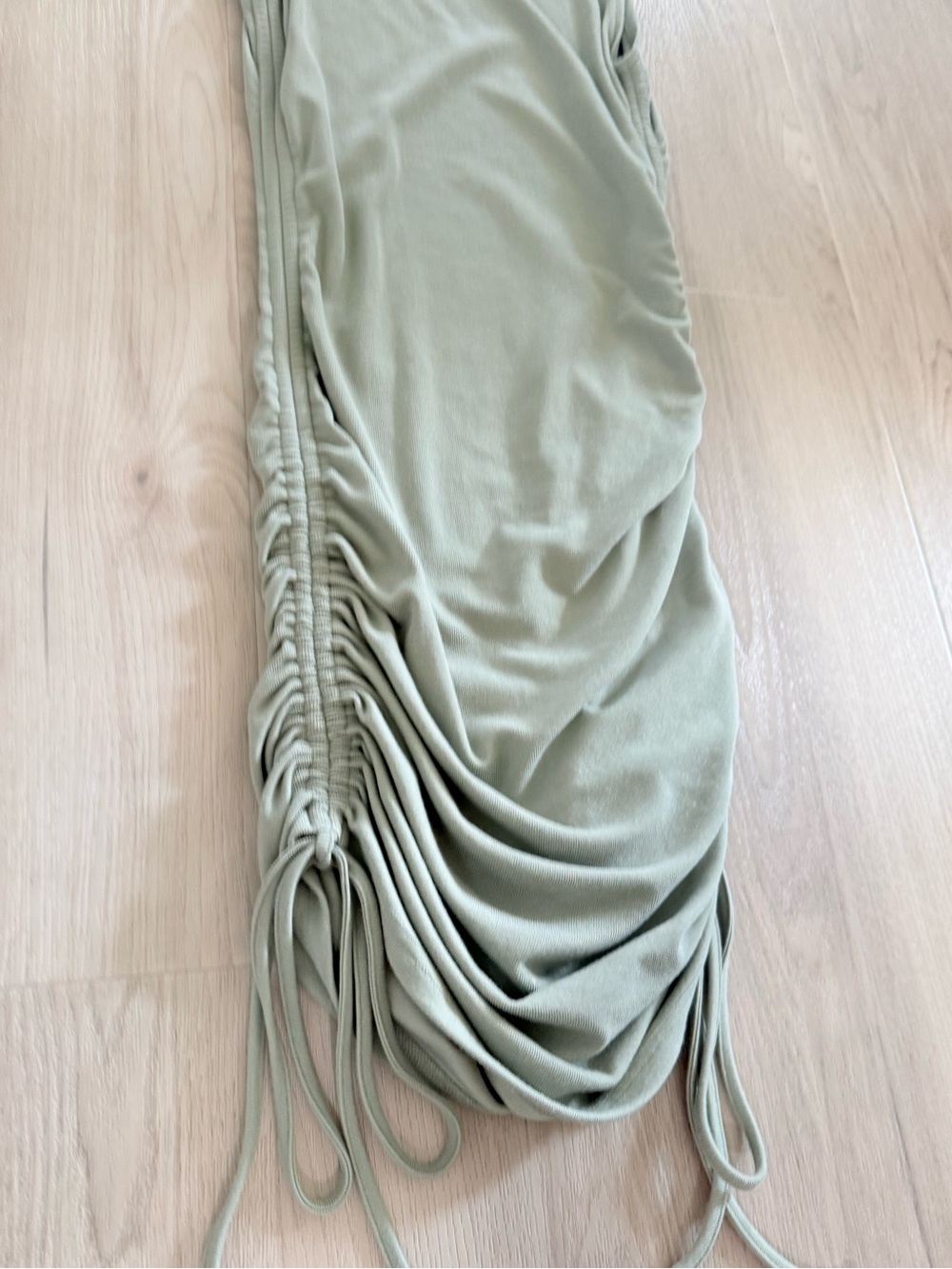 Style Rack Sleeveless Ruched Side-Drawstring Mini Dress in Sage - Picture 2 of 3